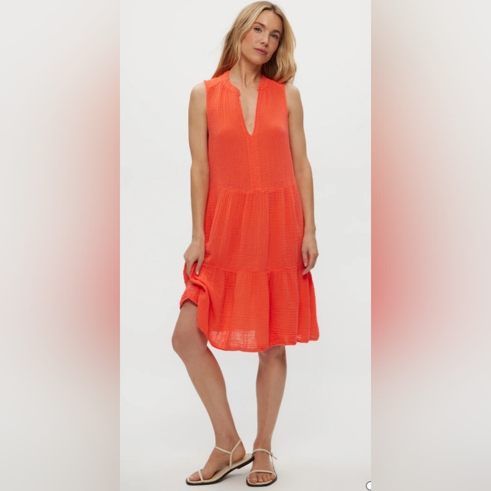 MICHAEL STARS Daisy Gauze Dress in Orange, Size XSmall